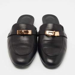 Hermes Black Leather Oz  Mules Size 38