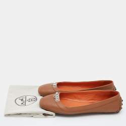 Hermes Brown Leather Liberty Ballet Flats Size 37