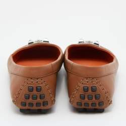 Hermes Brown Leather Liberty Ballet Flats Size 37