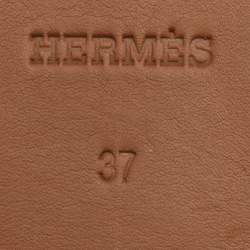 Hermes Brown Leather Liberty Ballet Flats Size 37
