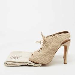 Hermes Beige Perforated Leather Garrigue Peep Toe Booties Size 40
