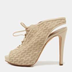 Hermes Beige Perforated Leather Garrigue Peep Toe Booties Size 40