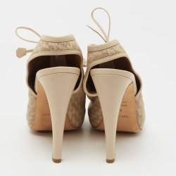Hermes Beige Perforated Leather Garrigue Peep Toe Booties Size 40