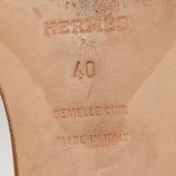 Pre Owned Hermes Brown Leather Premiere Ankle Strap Sandals Size 40