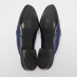 Hermes Navy Blue Leather Oz Mules Size 37