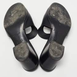 Hermes Black Leather Mona Slide Sandals Size 41