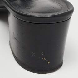 Hermes Black Leather Mona Slide Sandals Size 41