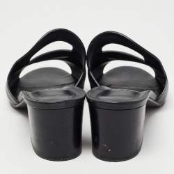 Hermes Black Leather Mona Slide Sandals Size 41
