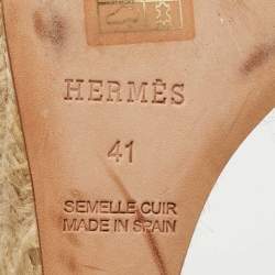 Hermes Red/Gold Suede and Leather Espadrille Wedge Sandals Size 41