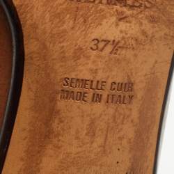 Pre Owned Hermes Brown Leather Jules Kelly Lock Loafers Size 37.5