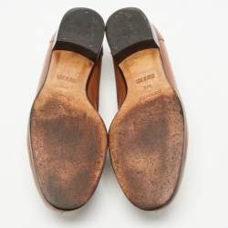 Pre Owned Hermes Brown Leather Jules Kelly Lock Loafers Size 37.5