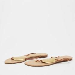 Pre Owned Hermes Brown Leather Thong Flats Size 41