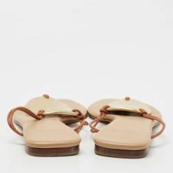 Pre Owned Hermes Brown Leather Thong Flats Size 41
