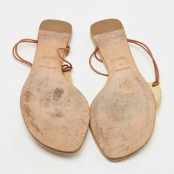 Pre Owned Hermes Brown Leather Thong Flats Size 41