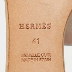 Hermes Brown/Silver Leather Thong Flats Size 41 