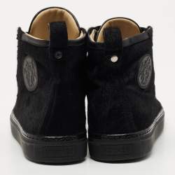 Hermes Black Calf Hair Jimmy Hight Top Sneakers Size 38