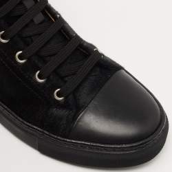 Hermes Black Calf Hair Jimmy Hight Top Sneakers Size 38