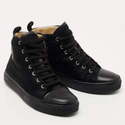 Hermes Black Calf Hair Jimmy Hight Top Sneakers Size 38