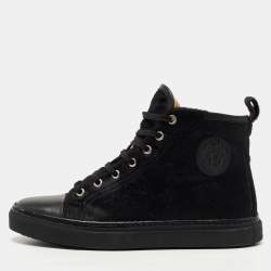 Hermes Black Calf Hair Jimmy Hight Top Sneakers Size 38