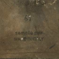 مملوكة مسبقًا Hermes Brown/Black Leather Oran Flat Slides Size 41