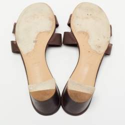 Hermes Burgundy Leather Oasis Slide Sandals Size 41