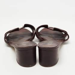 Hermes Burgundy Leather Oasis Slide Sandals Size 41