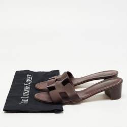 Hermes Burgundy Leather Oasis Slide Sandals Size 41