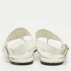 Hermes White Leather Kola Slingback Flat Slides Size 37.5