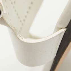 Hermes White Leather Kola Slingback Flat Slides Size 37.5