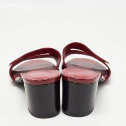 Hermes Burgundy Patent Leather View Slide Sandals Size 38.5