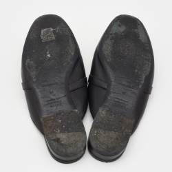 Pre Owned Hermes Black Leather Oz Flat Mules Size 41