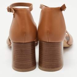 Hermes Tan Leather Viaggio Ankle Strap Sandals Size 41