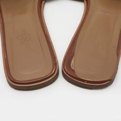 Hermes Brown Leather Oran Flat Slides Size 41
