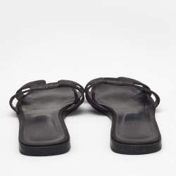 Pre Owned Hermes Black Suede And Glitter Oran Flat Sandals Size 41 
