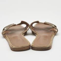 Hermes Two Tone Python Leather Oran Flat Sandals Size 41