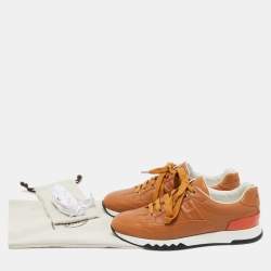 Hermes Brown Leather Quicker Lace Up Sneakers Size 38