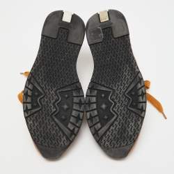 Hermes Brown Leather Quicker Lace Up Sneakers Size 38