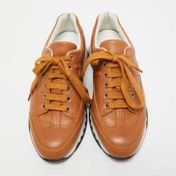 Hermes Brown Leather Quicker Lace Up Sneakers Size 38