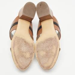 Hermes Tricolor Leather Ovation Slide Sandals Size 40