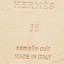 Hermes Olive Green Leather Santorini Ankle Strap Sandals Size 38
