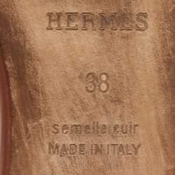 Hermes Brown Leather Oasis Slide Sandals Size 38