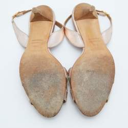 Pre Owned Hermes Metallic Bronze Leather Night Slingback Sandals Size 36.5