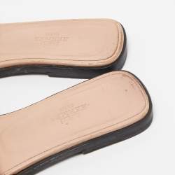 Hermes Metallic Gold Twisted Metal Thread Oran Slide Flats Size 36