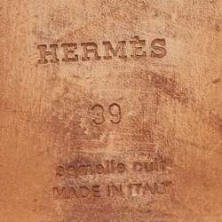 Pre Owned Hermes Metallic Gold Leather Oran Sandals Size 39
