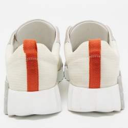 Hermes White/Grey Suede and Mesh Bouncing Sneakers Size 39