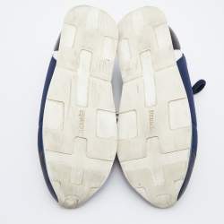Hermes Blue/White Nylon,Suede and Leather Buster Sneakers Size 37.5