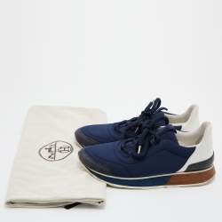 Hermes Blue/White Nylon,Suede and Leather Buster Sneakers Size 37.5