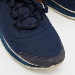 Hermes Blue/White Nylon,Suede and Leather Buster Sneakers Size 37.5