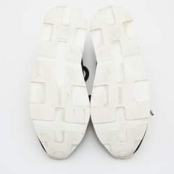 Hermes Black/White Nylon, Suede and Leather Buster Sneakers Size 37