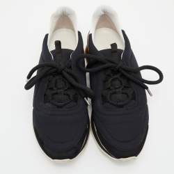 Hermes Black/White Nylon, Suede and Leather Buster Sneakers Size 37